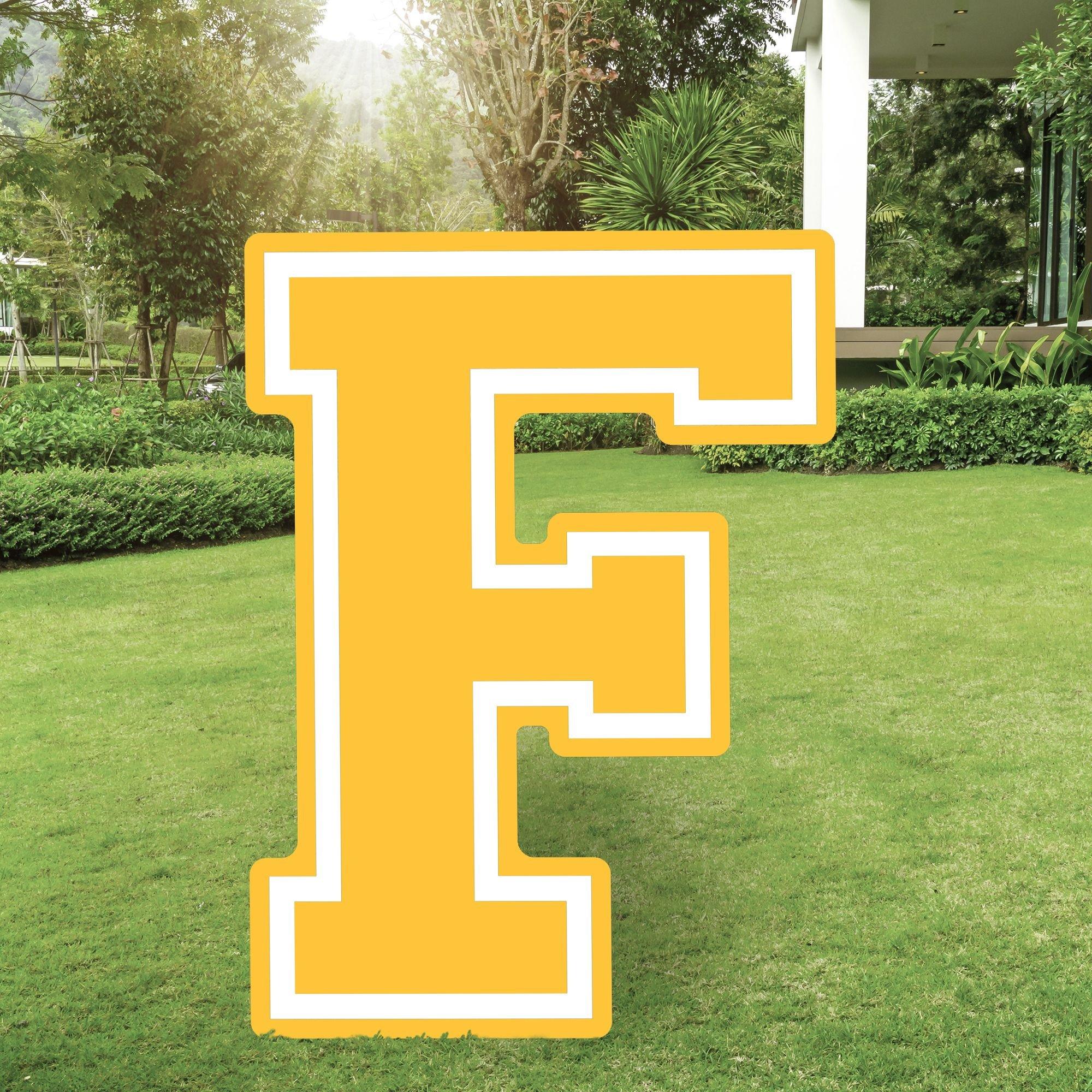 Yellow Collegiate Letter (F) Corrugated Plastic Yard Sign, 30in Party